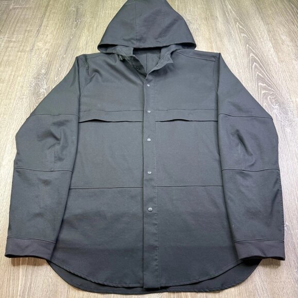 Lululemon Other - Lululemon Lab Mens Black Logo Hooded Snap Front Rare Vector Space Jacket Size XL